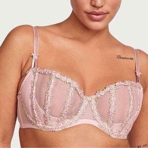 Victoria's Secret Dream Angels Wicked Caged Rosebud Balconette Bra 38G NWOT